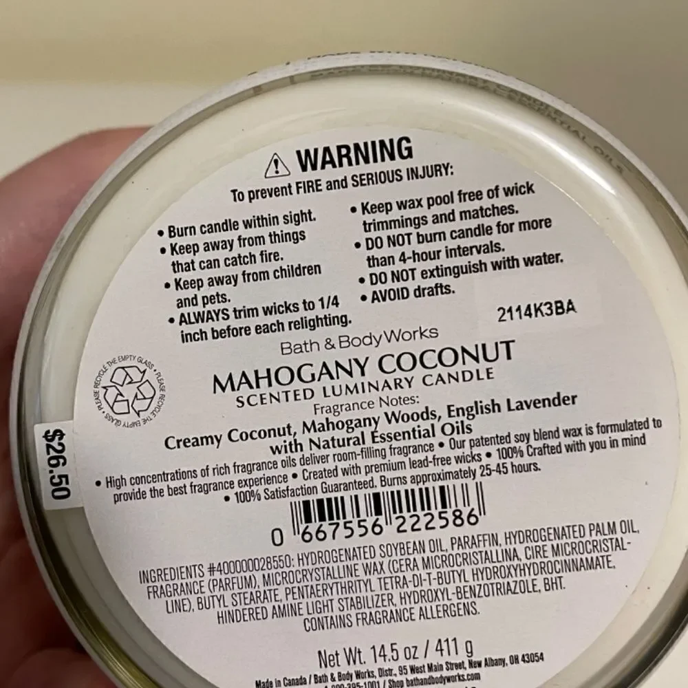 🆕 Bath & Body Works Mahogany Coconut 3 Wick Candle ⭐️